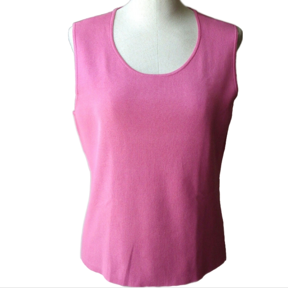 Charter Club Pink Sleeveless Scoop Neck Ribbed Tank Top W-818